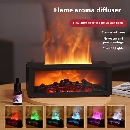 Flame Glow Essential Oil Diffuser – Large Mist & 3D Fireplace Effect